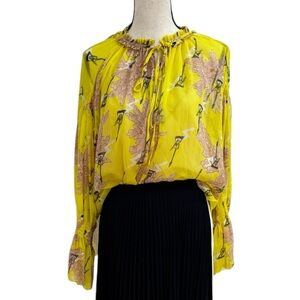 ZADIG & VOLTAIRE YELLOW TALISA BLOSSOM CREPON CHIFFON TOP NWOT SIZE XS